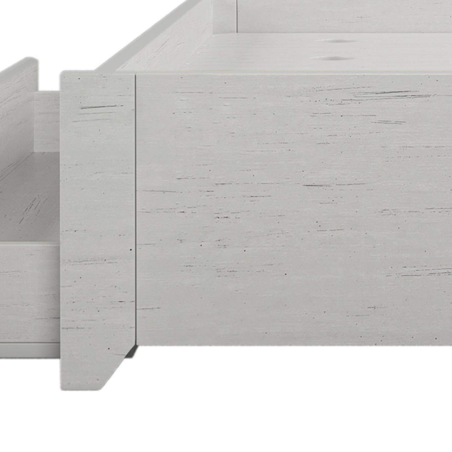 Twin Size Wood Platform Bed with Reversible Pull-out Storage Drawer Under, Gray Wood Grain