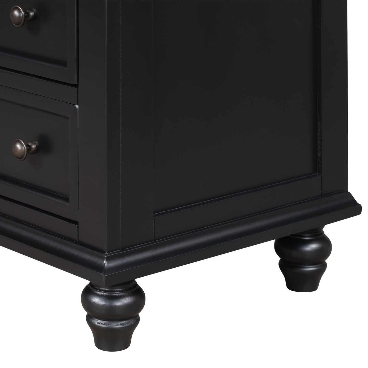 Black 3-Drawer Wood Dresser Cabinet End Table with Pull out Tray