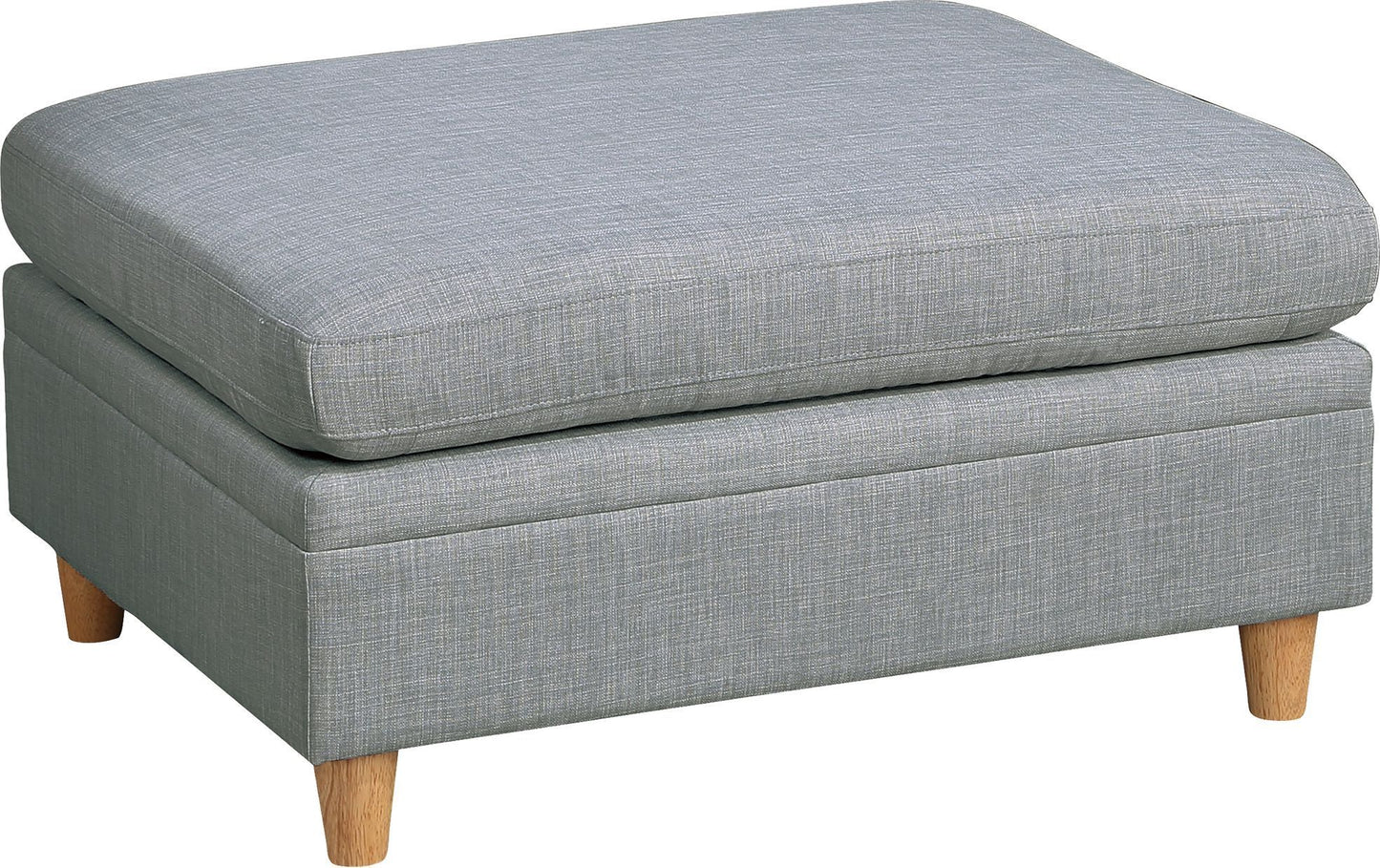 8-piece Sectional Sofa Set, Light Grey Fabric Couch with Wood Legs and Ottoman