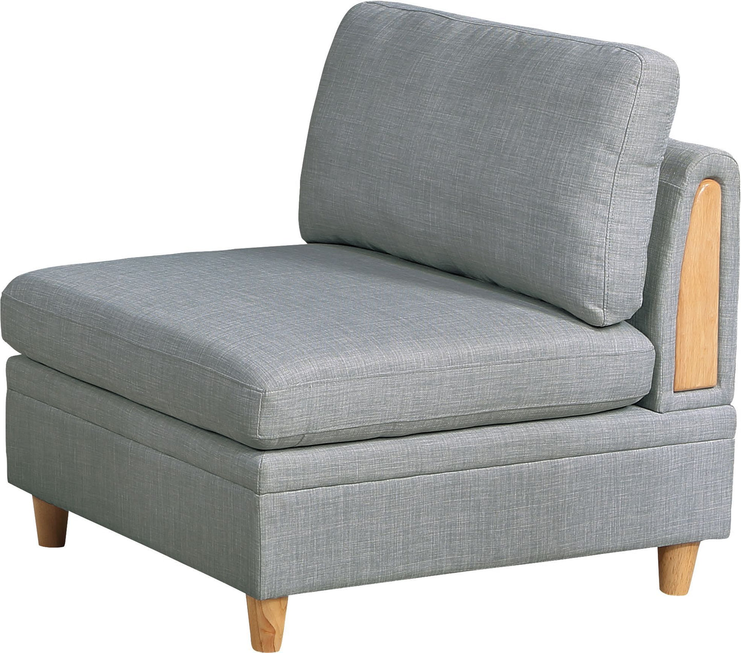 8-piece Sectional Sofa Set, Light Grey Fabric Couch with Wood Legs and Ottoman