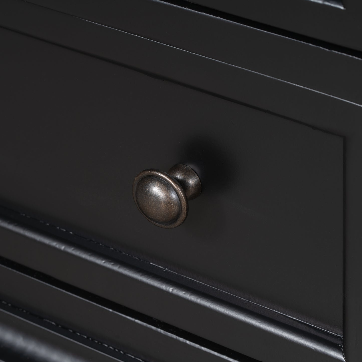 Black 3-Drawer Wood Dresser Cabinet End Table with Pull out Tray