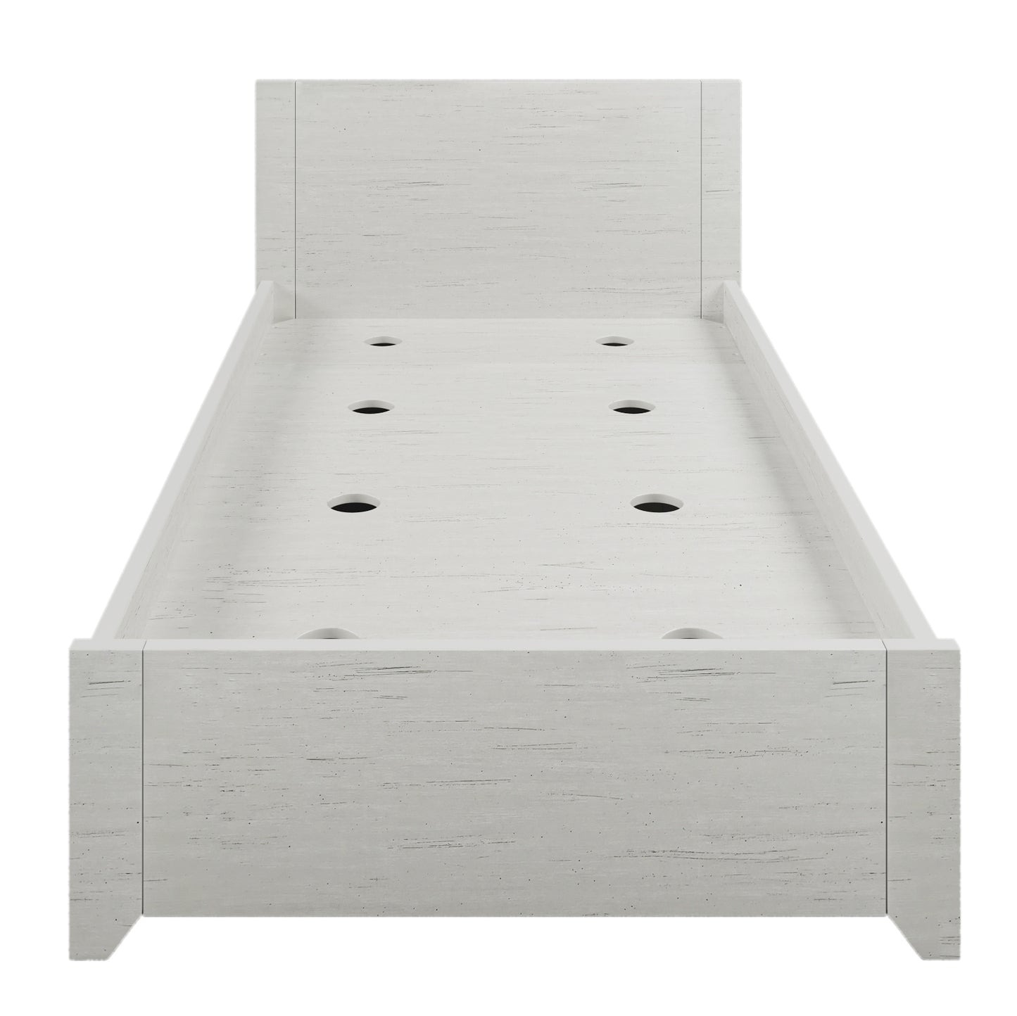 Twin Size Wood Platform Bed with Reversible Pull-out Storage Drawer Under, Gray Wood Grain
