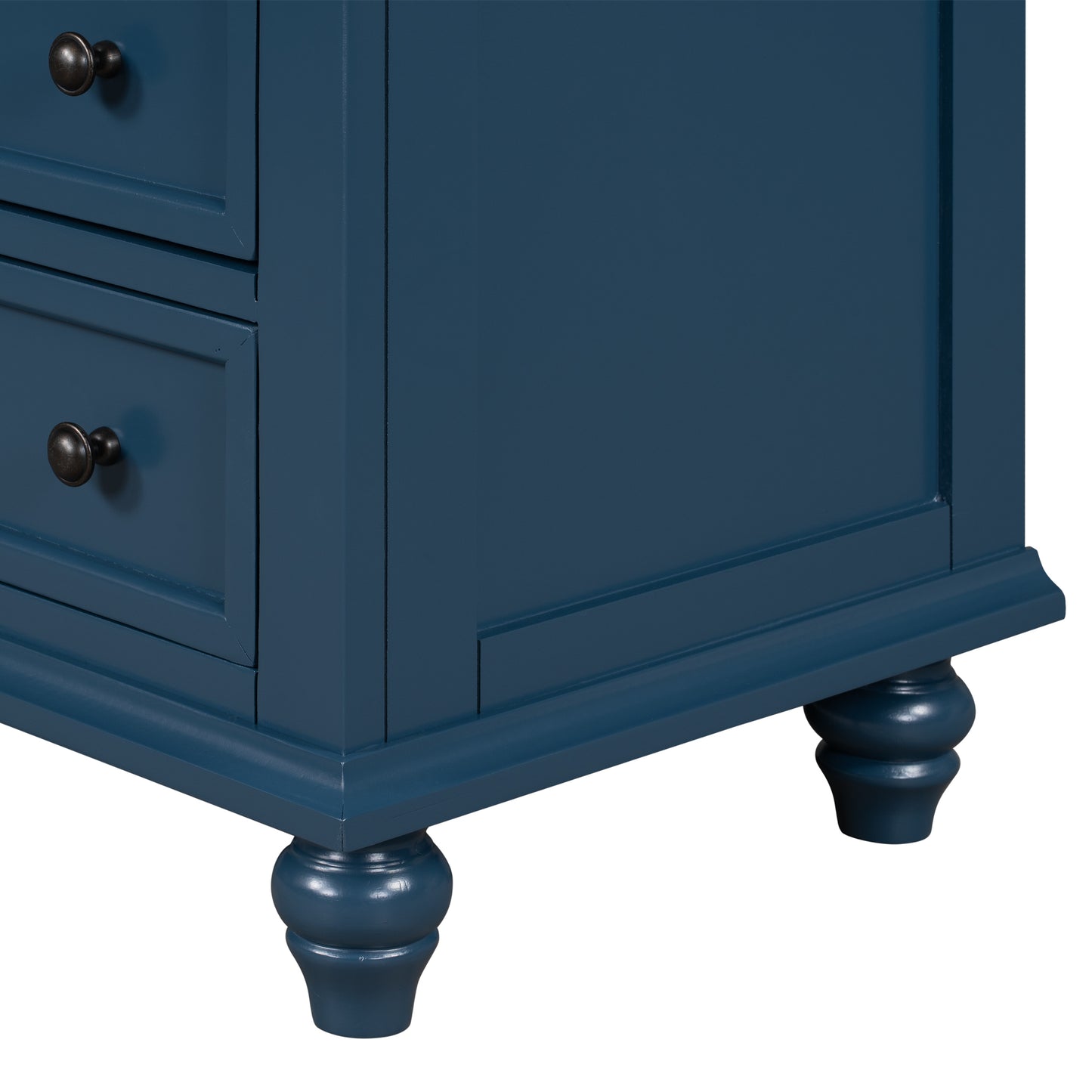 Blue 3-Drawer Storage Wood Cabinet, End Table Dresser with Pull out Tray