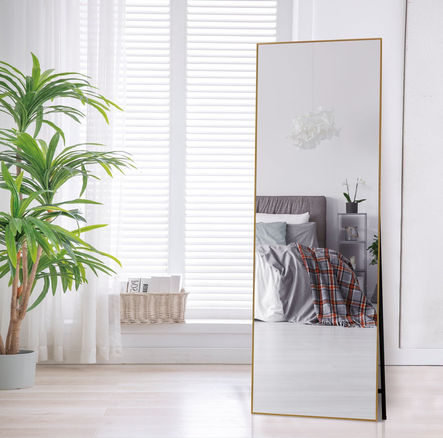 Gold 65 x 22 In Metal Stand full-length mirror