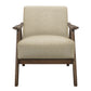 Modern Light Brown Fabric Upholstered Accent Chair with Walnut Finish Wood Frame