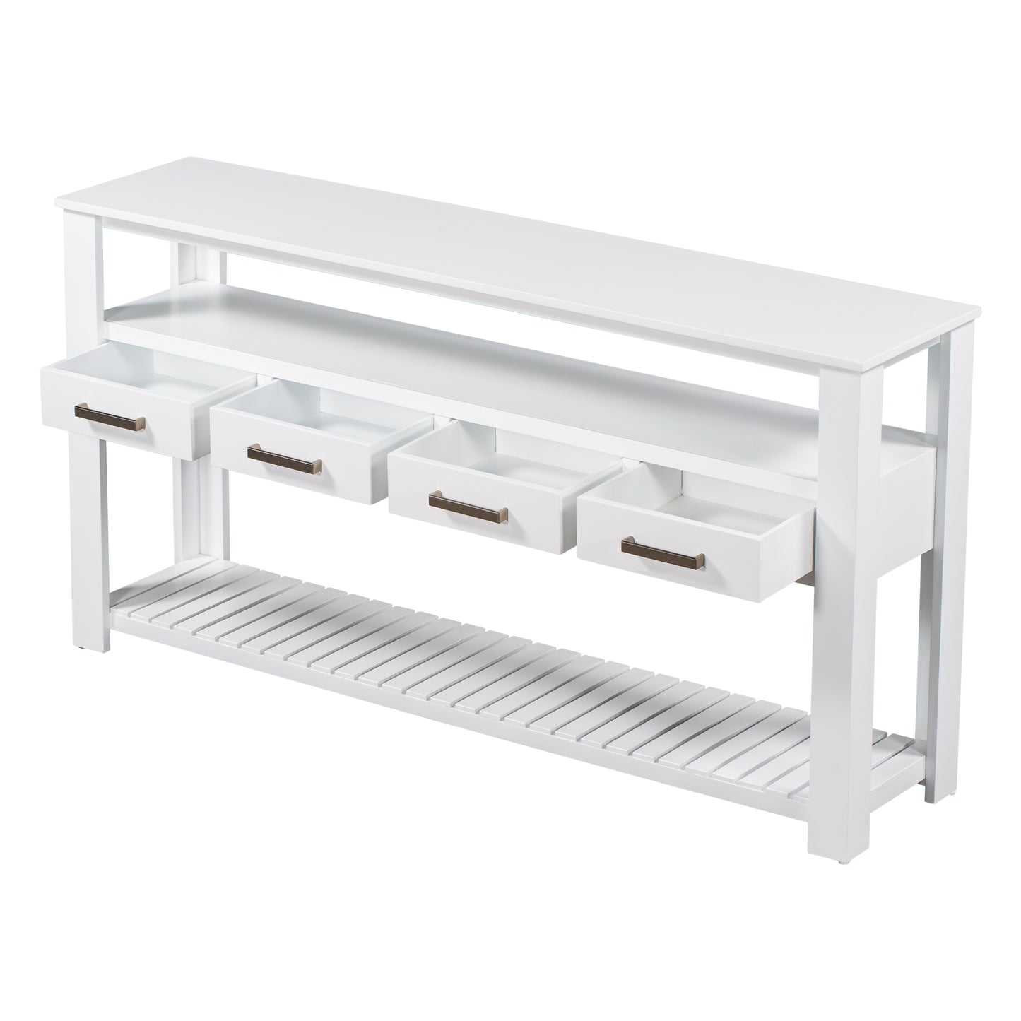 62.2'' Modern Console Table with 4 Drawers and 2 Shelves for Living Room