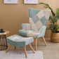 Accent Chair with Ottoman, Living Room Chair and Ottoman Set, Comfy Side Armchair for Bedroom, Creative Splicing Cloth Surface