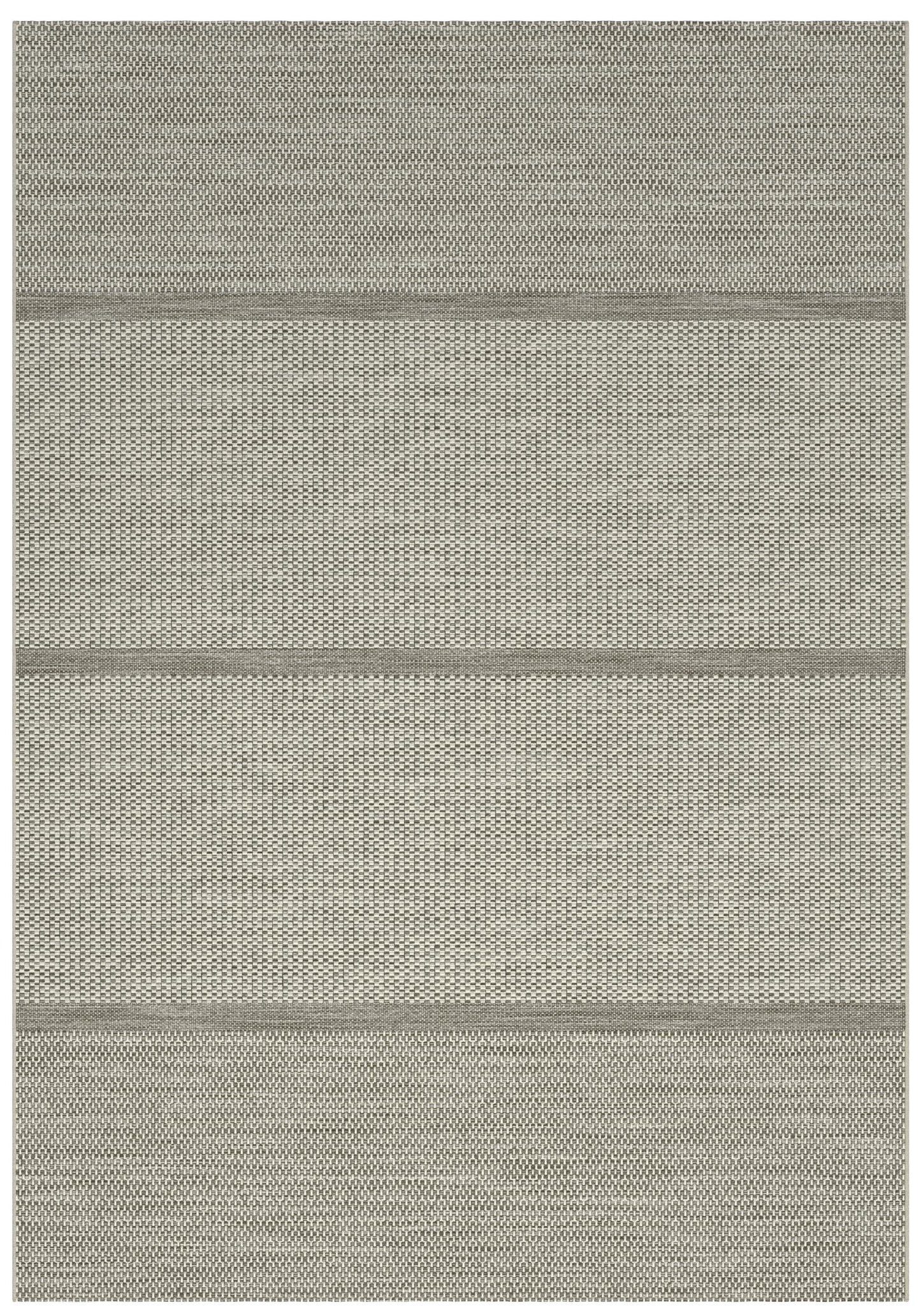8X10 Area Rug Striped White and Linen Indoor / Outdoor Polypropylene Area Rug 8x10