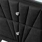 Black Contemporary Velvet Upholstered Glass Top Nightstand End Table with Two Drawers