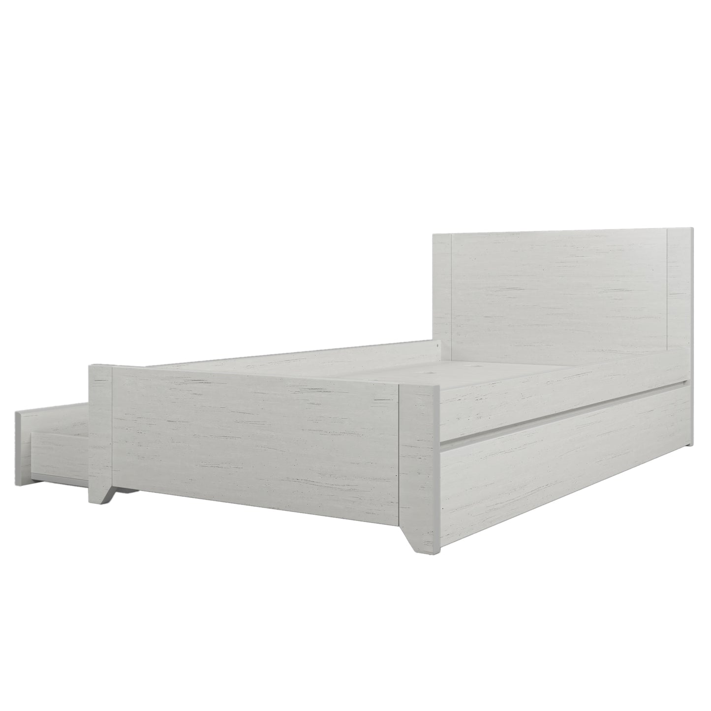 Twin Size Wood Platform Bed with Reversible Pull-out Storage Drawer Under, Gray Wood Grain