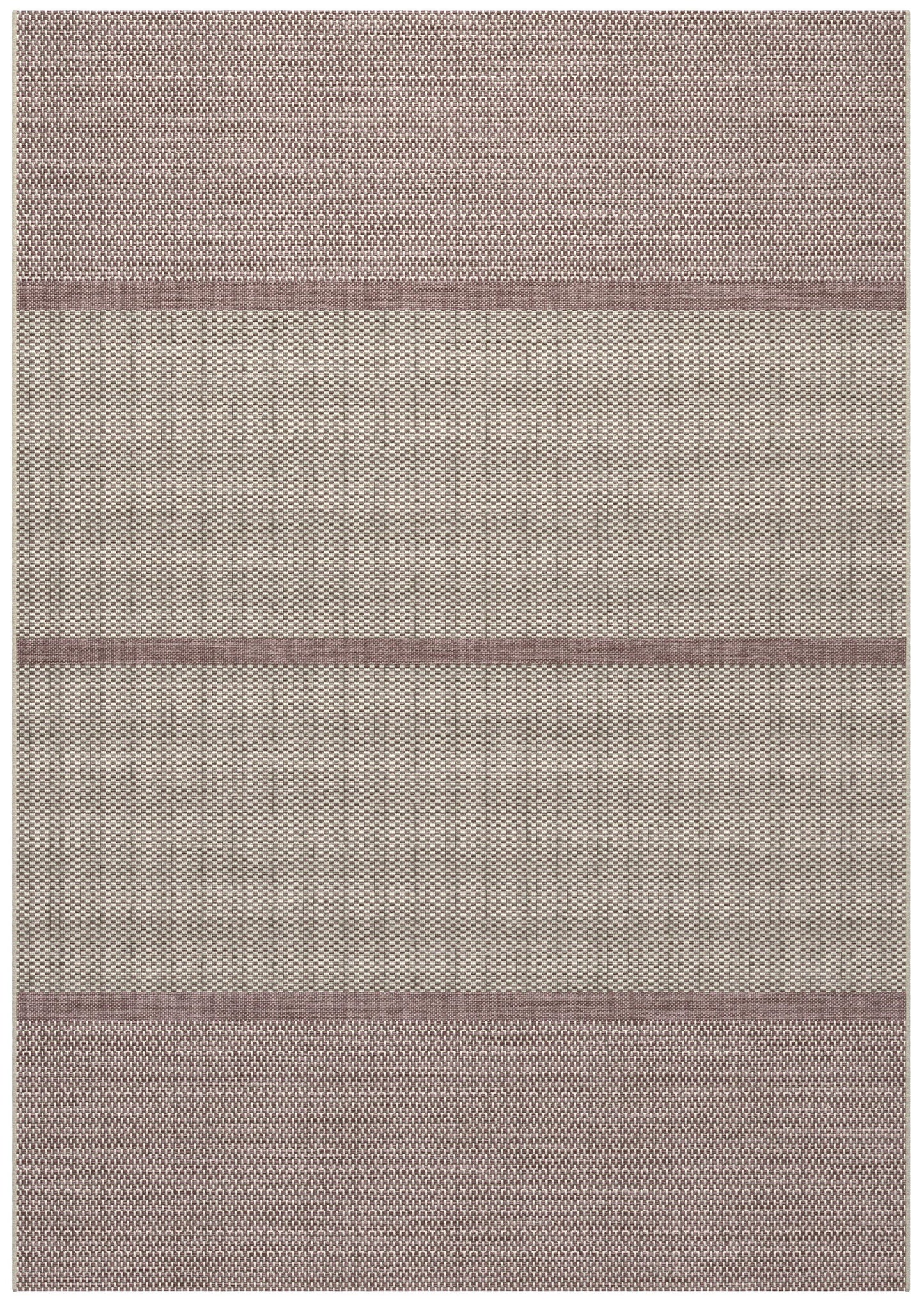 5X8 Area Rug Striped White and Plum Indoor / Outdoor Polypropylene