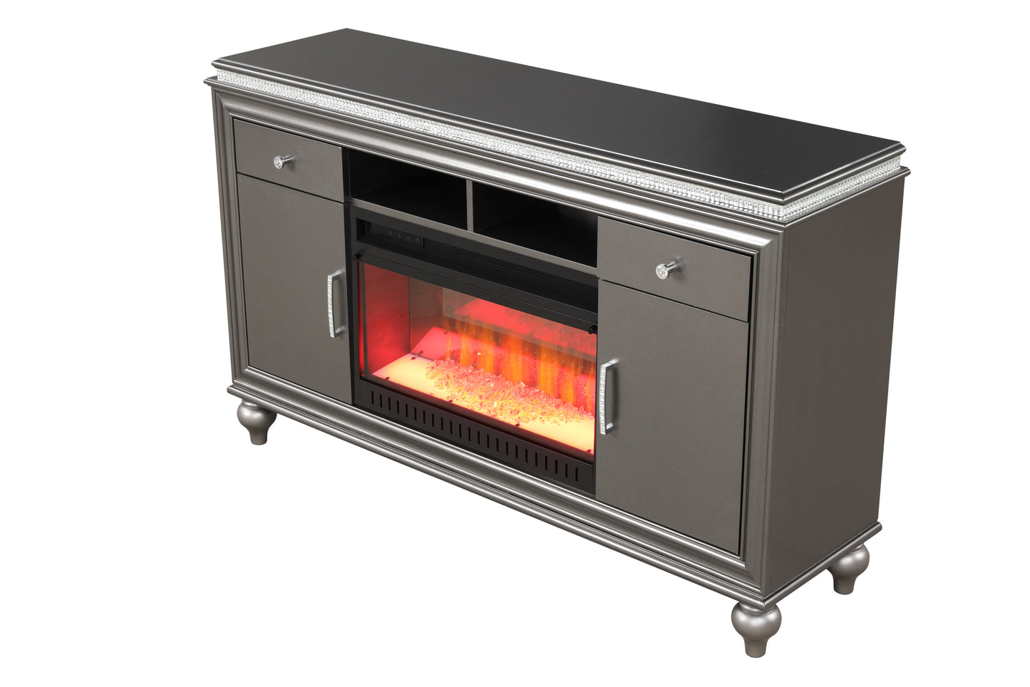 Electric Fireplace Entertainment Center, Ginger in Gun Metal