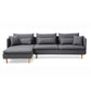 Gray Modern Convertible L-Shape Convertible Sectional Chaise Sofa with Removable Cushions and Wood Legs