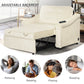 Cream Color Velvet Convertible Sleeper Bed, Adjustable Sofa, with Dual USB Ports