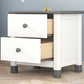 Fun Wooden Nightstand with Two Drawers, White and Gray