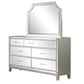 Silver Upholstered Queen 5 Piece Mirror Bedroom Set