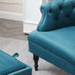 Velvet Upholstered Accent Chair Set with Ottoman, Button Tufted, Storage Ottoman with Tray, Contemporary Style, Teal