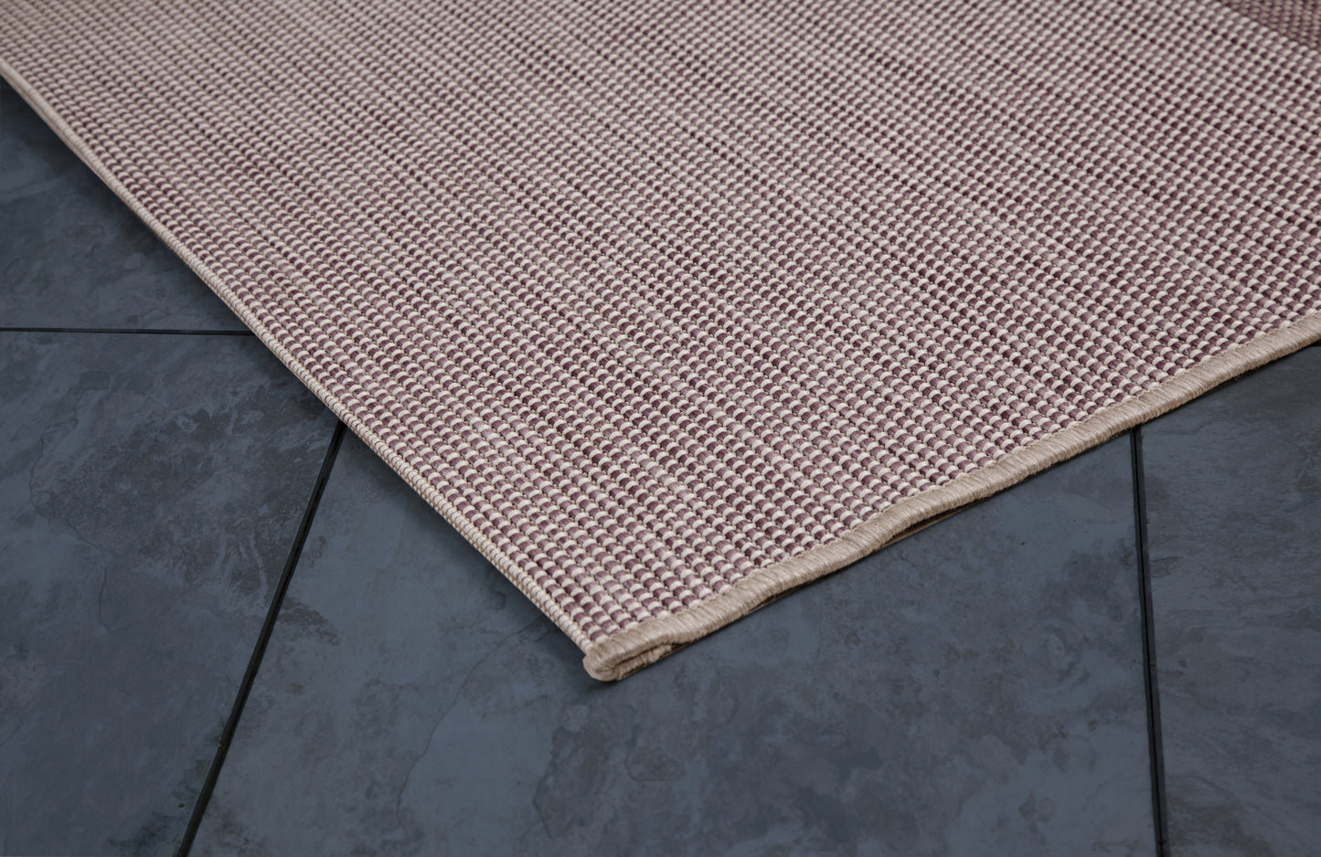 8X10 Area Rug, Striped White and Plum Indoor / Outdoor Polypropylene