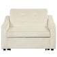 Cream Color Velvet Convertible Sleeper Bed, Adjustable Sofa, with Dual USB Ports