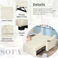 Cream Color Velvet Convertible Sleeper Bed, Adjustable Sofa, with Dual USB Ports