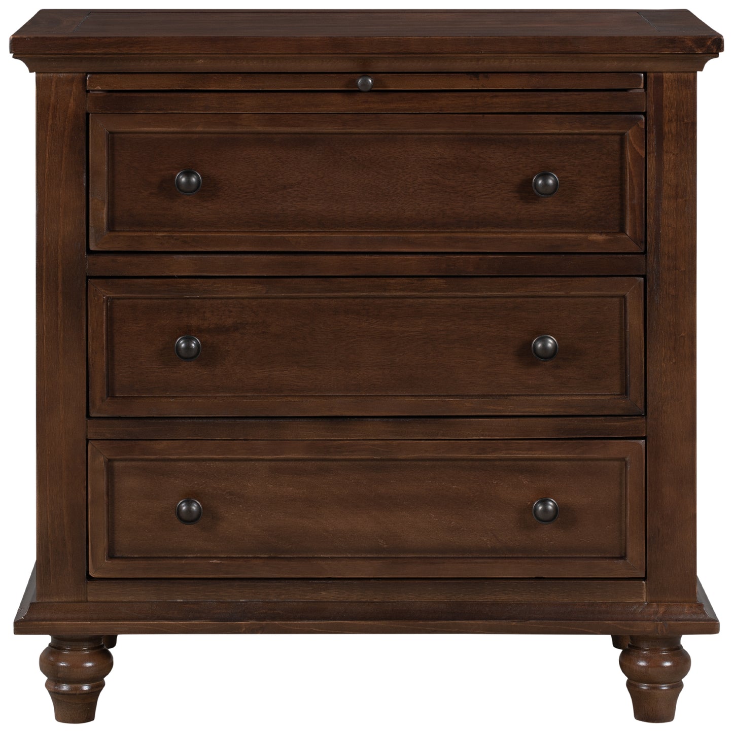 Brown 3-Drawer Storage Wood Cabinet, End Table with Pull out Tray
