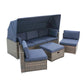 7-Piece Outdoor Patio, Sectional Sofa Sets with 2 Pillows and a Coffee Table with Convertible Roof