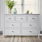 Traditional 7 Drawer Solid Wood Dresser, White
