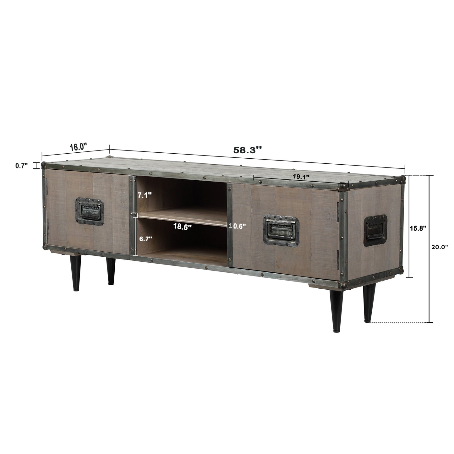 TV Stand, Entertainment Center 2-DOOR 2-Open Shelves Holds up to 65"