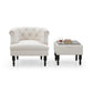Velvet Upholstered Accent Chair Set with Ottoman, Button Tufted, Storage Ottoman with Tray, Contemporary Style