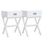 Set of 2 White Wooden Nightstands, End Table with Drawer