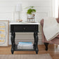 Classic Black and White End Table with Drawer and Bottom Shelf