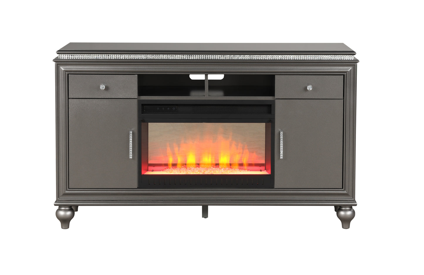 Electric Fireplace Entertainment Center, Ginger in Gun Metal