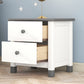 Fun Wooden Nightstand with Two Drawers, White and Gray