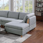 8-piece Sectional Sofa Set, Light Grey Fabric Couch with Wood Legs and Ottoman