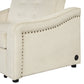 Cream Color Velvet Convertible Sleeper Bed, Adjustable Sofa, with Dual USB Ports