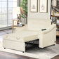 Cream Color Velvet Convertible Sleeper Bed, Adjustable Sofa, with Dual USB Ports