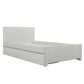 Twin Size Wood Platform Bed with Reversible Pull-out Storage Drawer Under, Gray Wood Grain