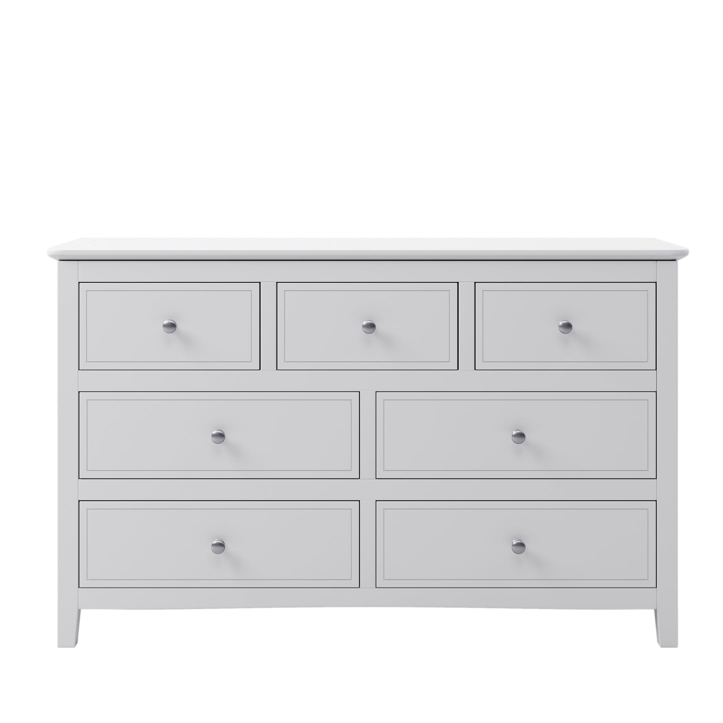 Traditional 7 Drawer Solid Wood Dresser, White