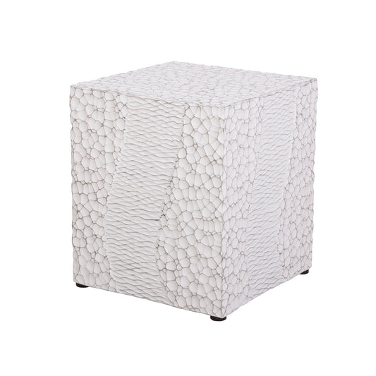 Wood-Like Stool, Side Table, End Table,  Accent Table Square, Bench Ottoman, Antique White