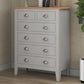 Light Gray and Solid Oak Top 6 Drawer Dresser
