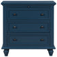 Blue 3-Drawer Storage Wood Cabinet, End Table Dresser with Pull out Tray